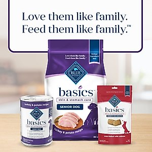 Blue Buffalo Basics Skin & Stomach Care Turkey & Potato Recipe Senior Dry Dog Food, 24-lb bag