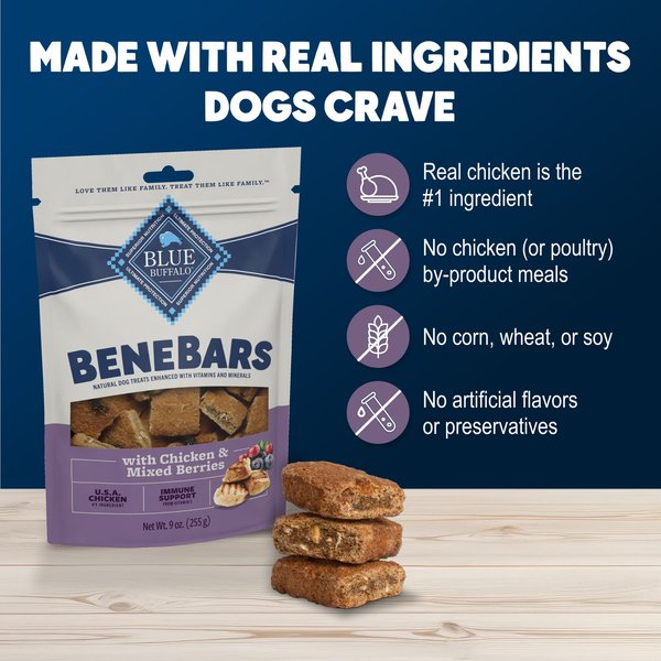 Blue Buffalo Benebars Immune Support, Chicken & Mixed Berries Natural Dog Treats