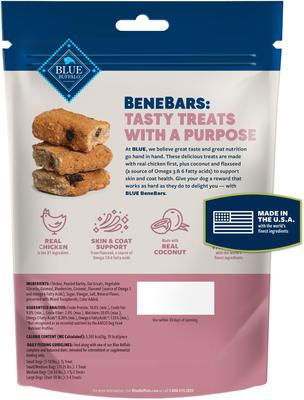 Show full view: Blue Buffalo Benebars Skin & Coat Support, Chicken & Coconut Natural Dog Treats, 9-oz bag slide 3 of 10