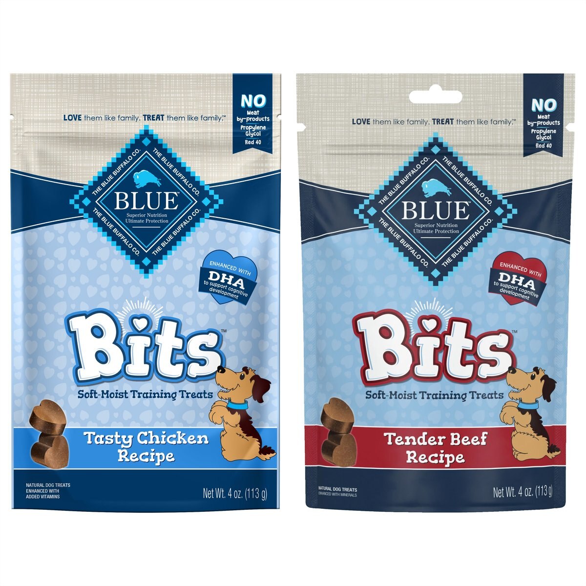 Blue Buffalo Blue Bits Tasty Chicken Recipe + Tender Beef Recipe Soft-Moist Dog Treats