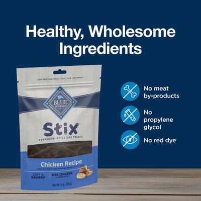 Show full view: Blue Buffalo Blue Stix Chicken Recipe Pepperoni-Style Dog Treats, 5-oz bag slide 8 of 11