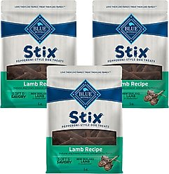 Blue Buffalo Blue Stix Lamb Recipe Pepperoni-Style Dog Treats, 5-oz bag, bundle of 3