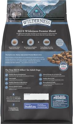 Show full view: Blue Buffalo Blue Wilderness Premier Blend with Meaty Cuts Chicken Adult Dry Dog Food, 4.5-lb bag slide 3 of 11