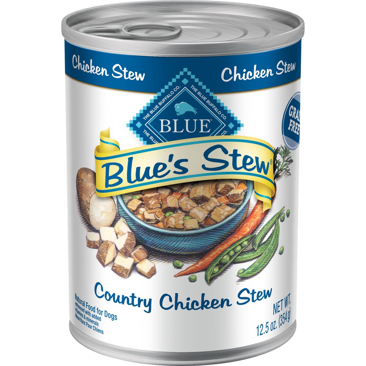 Blue Buffalo Blue's Country Chicken Stew Grain-Free Canned Dog Food, 12.5-oz can, bundle of 24