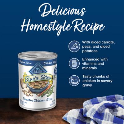 Show full view: Blue Buffalo Blue's Country Chicken Stew Grain-Free Canned Dog Food, 12.5-oz, case of 12 slide 5 of 12