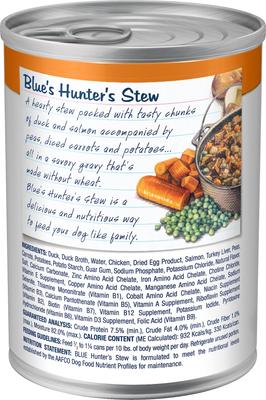 Show full view: Blue Buffalo Blue's Hunter's Stew Grain-Free Canned Dog Food, 12.5-oz, case of 12 slide 4 of 10