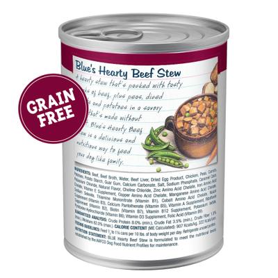 Show full view: Blue Buffalo Blue’s Stew Hearty Beef Stew Grain-Free Canned Dog Food, 12.5-oz, case of 12 slide 3 of 12