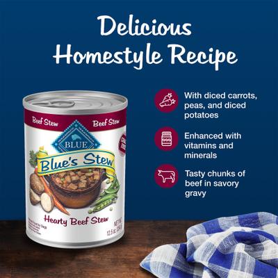 Show full view: Blue Buffalo Blue’s Stew Hearty Beef Stew Grain-Free Canned Dog Food, 12.5-oz, case of 12 slide 5 of 12