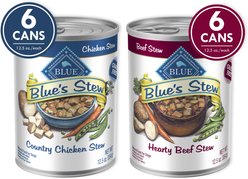 Blue Buffalo Blue's Stews Grain-Free Chicken & Beef Variety Pack Adult Wet Dog Food, 12.5-oz can, case of 12