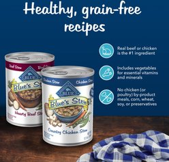 Blue Buffalo Blue's Stews Grain-Free Chicken & Beef Variety Pack Adult Wet Dog Food, 12.5-oz can, case of 12 slide 2 of 6