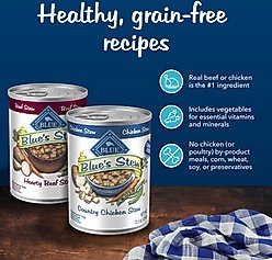 Blue Buffalo Blue's Stews Grain-Free Chicken & Beef Variety Pack Adult Wet Dog Food, 12.5-oz can, bundle of 24  slide 2 of 6