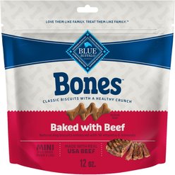Blue Buffalo Bones Classic Biscuits Beef Mini Dog Treats, 12-oz bag