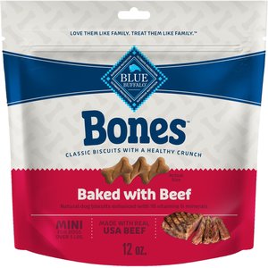 Blue Buffalo Bones Classic Biscuits Beef Mini Dog Treats, 12-oz bag