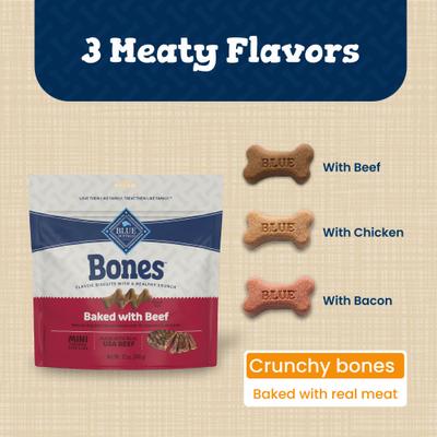 Show full view: Blue Buffalo Bones Classic Biscuits Beef Mini Dog Treats, 12-oz bag slide 4 of 11