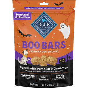 Blue Buffalo Boo Bars Pumpkin & Cinnamon Recipe Crunchy Halloween Dog Biscuits, 11-oz bag