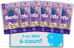 Blue Buffalo Bursts with Delish Liver & Beef Cat Treats, 6 count, 2-oz bag
