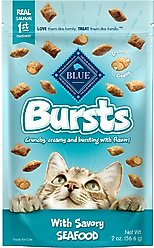 Blue Buffalo Bursts with Savory Seafood Cat Treats, 6 count, 2-oz bag slide 1 of 7