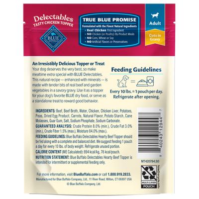 Show full view: Blue Buffalo Delectables Beef Dinner Natural Wet Dog Food, 3-oz pouch, case of 24 slide 3 of 10