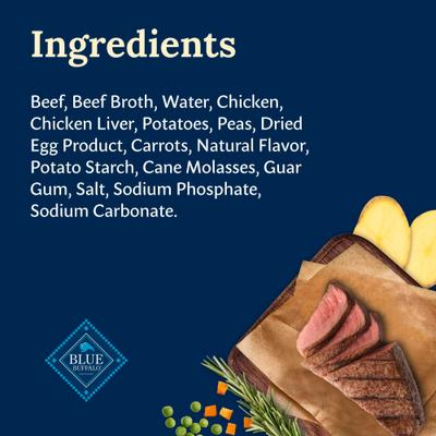 Show full view: Blue Buffalo Delectables Beef Dinner Natural Wet Dog Food, 3-oz pouch, case of 24 slide 6 of 10