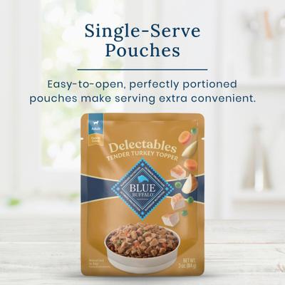 Show full view: Blue Buffalo Delectables Turkey Dinner Wet Dog Food Topper, 3-oz pouch, case of 24 slide 5 of 9