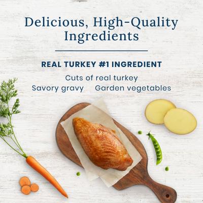 Show full view: Blue Buffalo Delectables Turkey Dinner Wet Dog Food Topper, 3-oz pouch, case of 24 slide 3 of 9