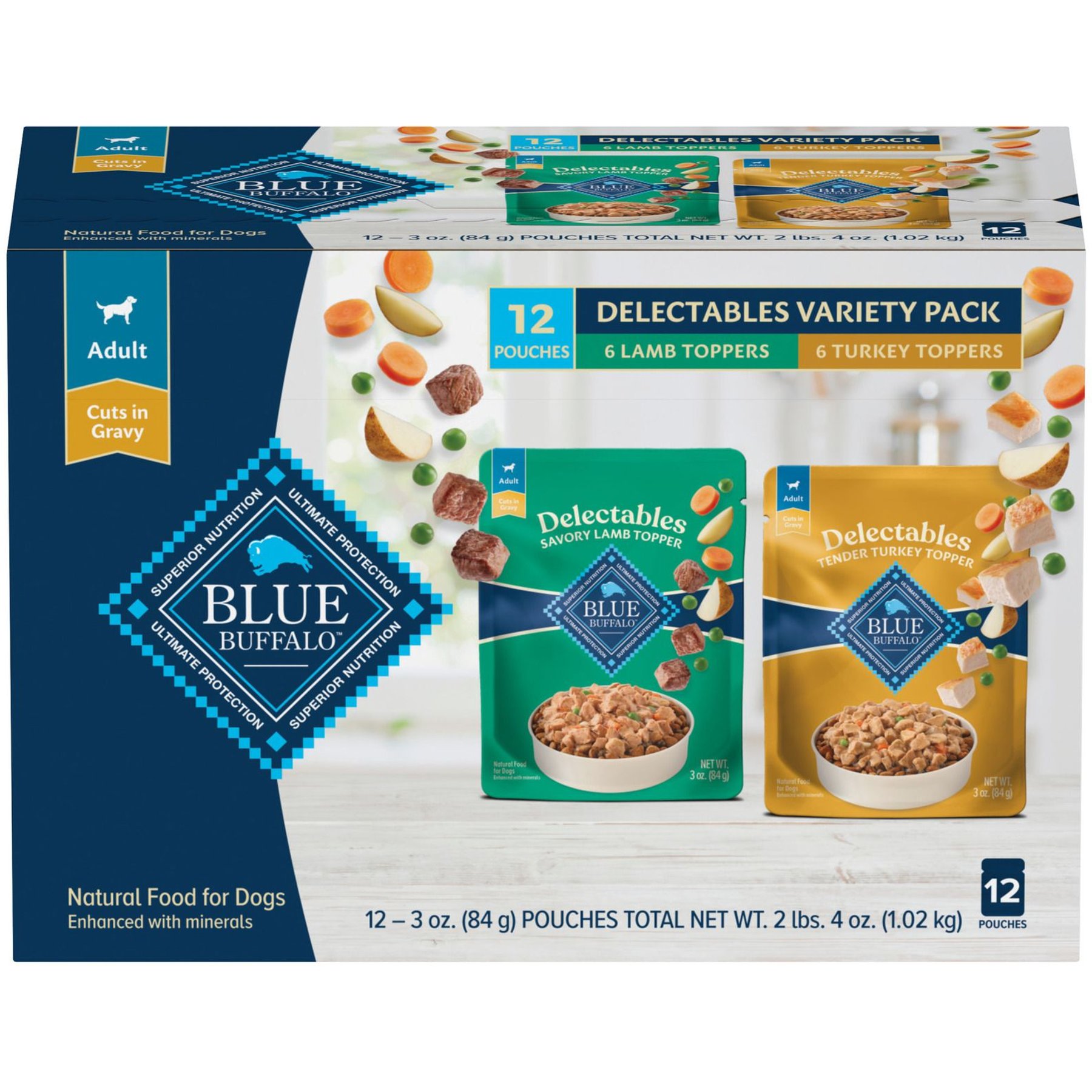 Blue Buffalo Delectables Variety Pack Wet Dog Food Topper, 3-oz pouch, case of 12