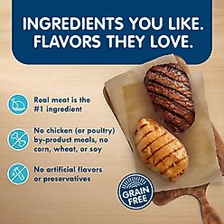 Blue Buffalo Delights Grain-Free Chicken, Top Sirloin & Filet Mignon Variety Pack Adult Small Breed Pate Wet Dog Food, 3.5-oz can, case of 24 slide 2 of 5