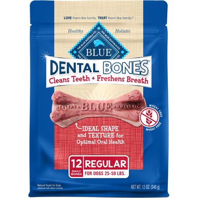 Blue Buffalo Blue Buffalo Dental Bones All Natural Rawhide-Free Regular Dental Dog Treats, 12 count