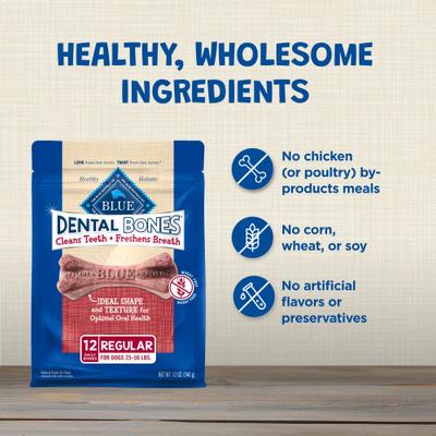 Show full view: Blue Buffalo Dental Bones All Natural Rawhide-Free Regular Dental Dog Treats, 12 count slide 7 of 12