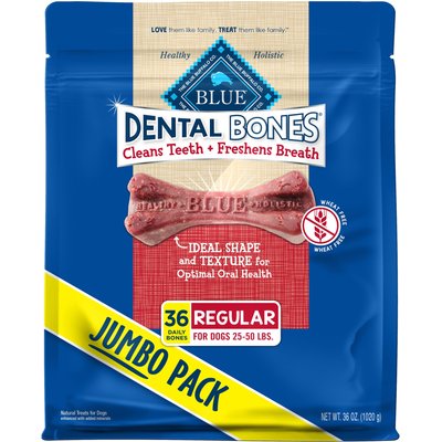 Blue Buffalo Blue Buffalo Dental Bones All Natural Rawhide-Free Regular Dental Dog Treats, 36 count