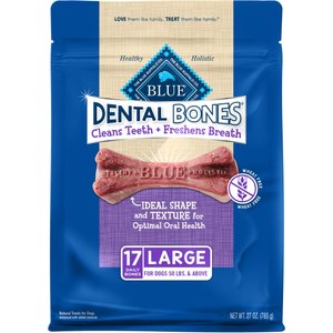 Blue Buffalo Dental Bones Large Breed Dog Dental Treats, 17 count