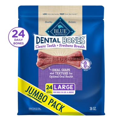 Show full view: Blue Buffalo Dental Bones Large Breed Dog Dental Treats, 24 count slide 1 of 12