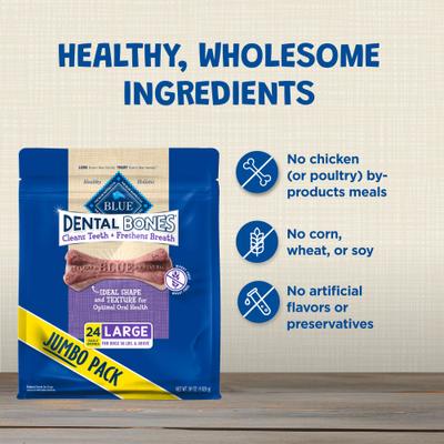Show full view: Blue Buffalo Dental Bones Large Breed Dog Dental Treats, 24 count slide 7 of 12