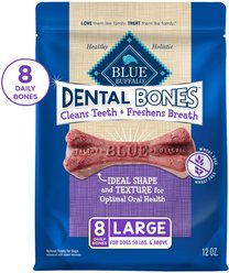 Blue Buffalo Dental Bones Large Breed Dog Dental Treats, 8 count
