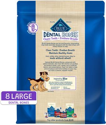 Show full view: Blue Buffalo Dental Bones Large Breed Dog Dental Treats, 8 count slide 3 of 12