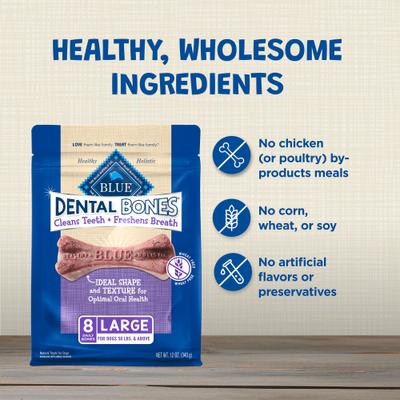 Show full view: Blue Buffalo Dental Bones Large Breed Dog Dental Treats, 8 count slide 7 of 12