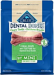 Blue Buffalo Dental Bones Mini All Natural Rawhide-Free Dental Dog Treats, 97 count