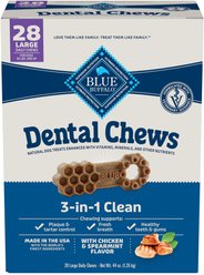 Blue Buffalo Large Natural Chicken & Spearmint Dental Dog Chews Treats, 28 count