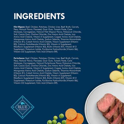 Show full view: Blue Buffalo Divine Delights Pate Small Breed Variety Pack Filet Mignon & Porterhouse Flavor Dog Food Trays, 3.5-oz tray, case of 12 slide 6 of 12
