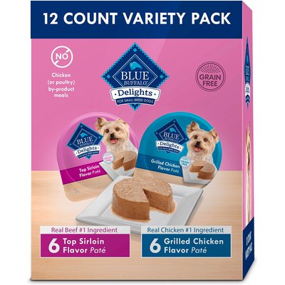 Blue Buffalo Blue Buffalo Divine Delights Pate Variety Pack Top Sirloin & Grilled Chicken Flavor Dog Food Trays, 3.5-oz, case of 12