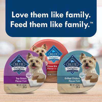 Show full view: Blue Buffalo Divine Delights Pate Variety Pack Top Sirloin & Grilled Chicken Flavor Dog Food Trays, 3.5-oz, case of 12 slide 9 of 12