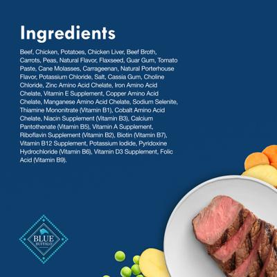 Show full view: Blue Buffalo Divine Delights Porterhouse Flavor Pate Dog Food Trays, 3.5-oz, case of 12 slide 6 of 12