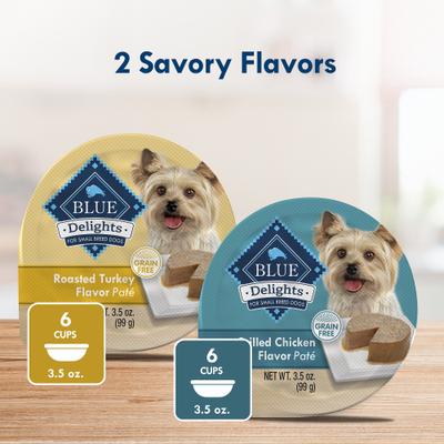 Show full view: Blue Buffalo Divine Delights Roasted Turkey & Grilled Chicken Variety Dog Food Trays, 3.5-oz, pack of 12 slide 4 of 11