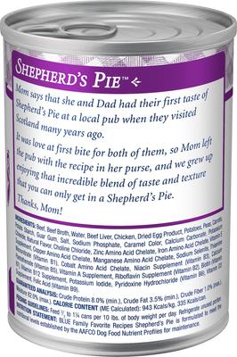 Show full view: Blue Buffalo Family Favorite Grain-Free Recipes Shepherd's Pie Canned Dog Food, 12.5-oz, case of 12 slide 4 of 10