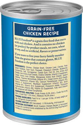 Show full view: Blue Buffalo Freedom Adult Chicken Recipe Grain-Free Canned Dog Food, 12.5-oz, case of 12 slide 3 of 10