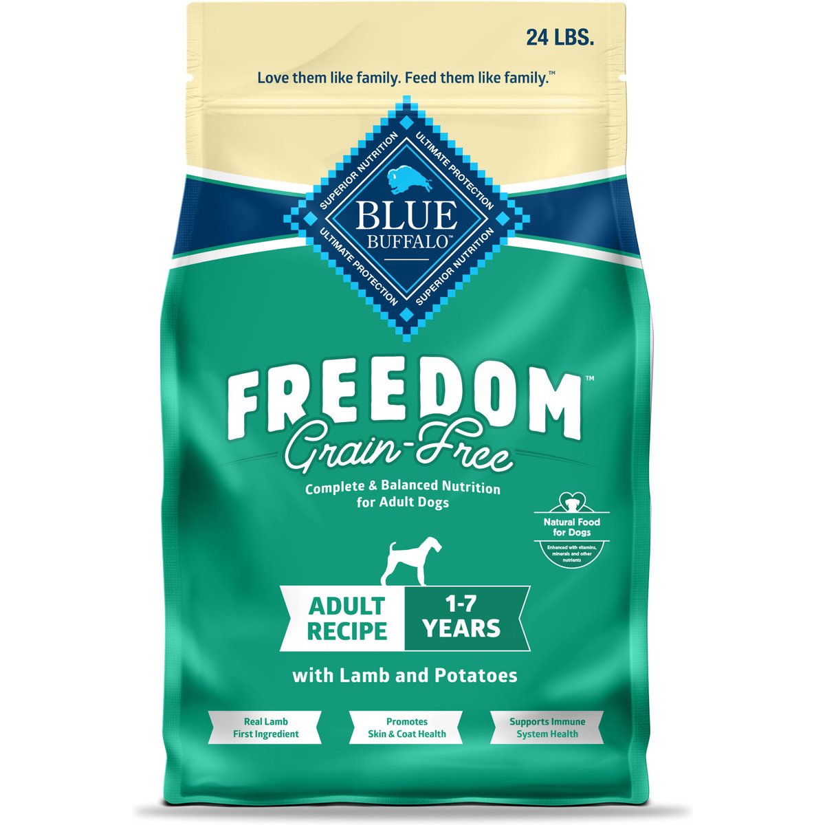 Blue Buffalo Freedom Adult Lamb Recipe Dry Dog Food, 24-lb