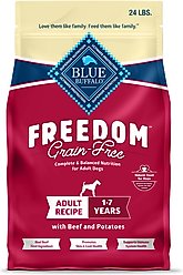 Blue Buffalo Freedom Complete & Balanced Nutrition Adult Grain-Free Beef & Potatoes Dry Dog Food, 24-lb bag