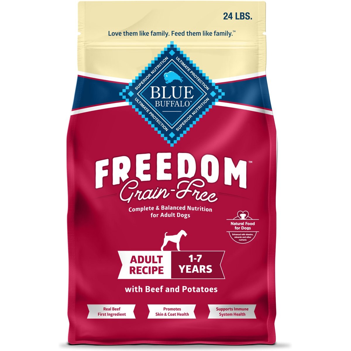 Blue Buffalo Freedom Adult Beef Recipe Dry Dog Food, 24-lb