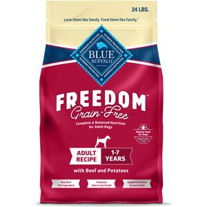 Blue Buffalo Freedom Complete & Balanced Nutrition Adult Grain-Free Beef & Potatoes Dry Dog Food, 24-lb bag