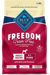 Blue Buffalo Freedom Complete & Balanced Nutrition Adult Grain-Free Beef & Potatoes Dry Dog Food, 4-lb bag